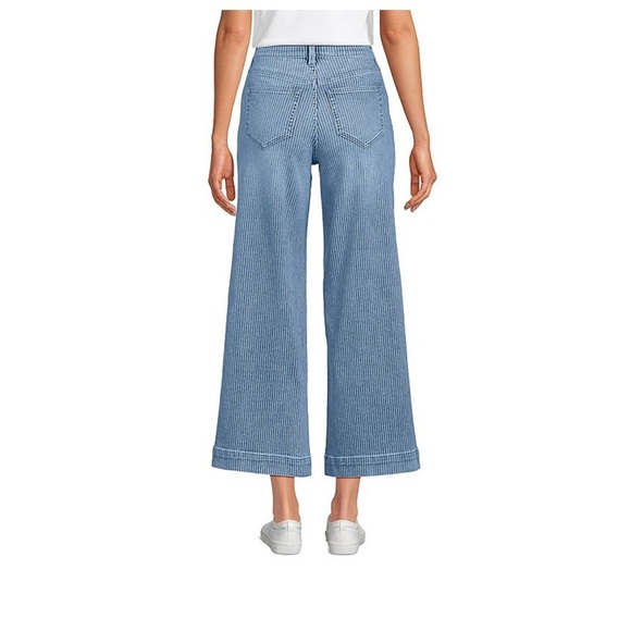 Lands’ End Recover High-Rise Striped Wide Leg Crop Jeans – Size 16 Petite - Picture 2 of 9